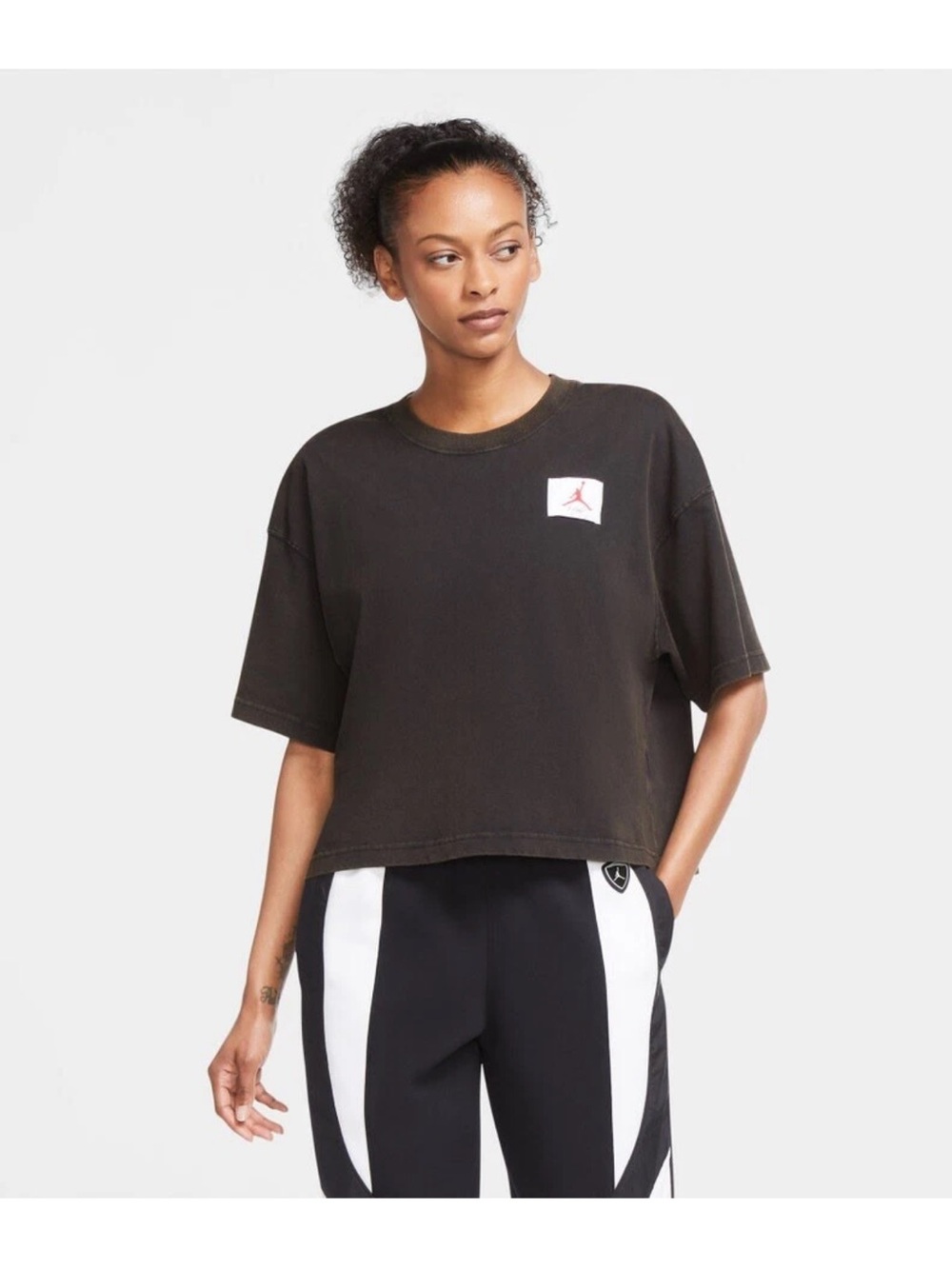 Jordan Women’s Waahed Black Cropped Logo T-Shirt